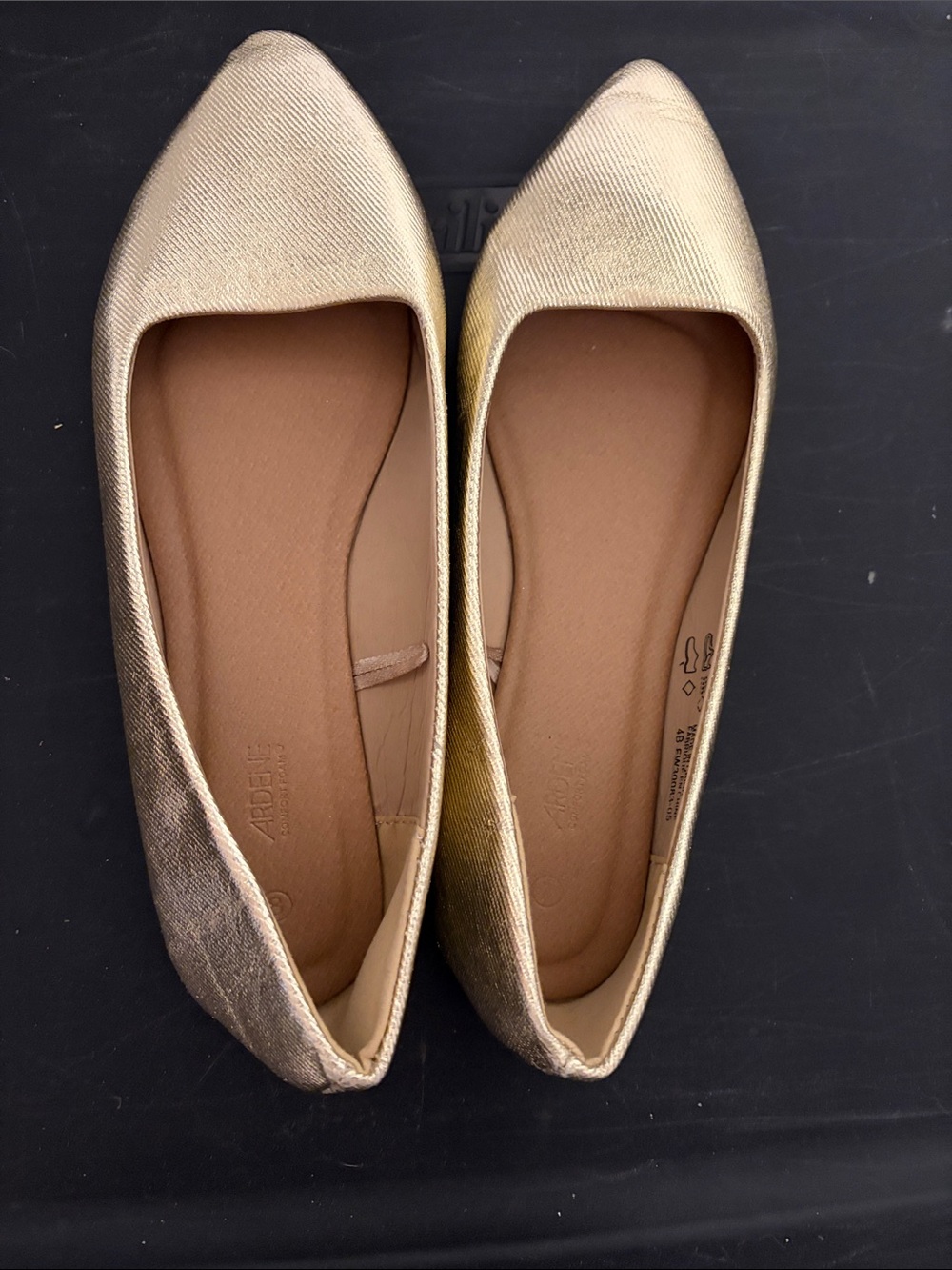 Gold Pointed Toe Ballet Flats